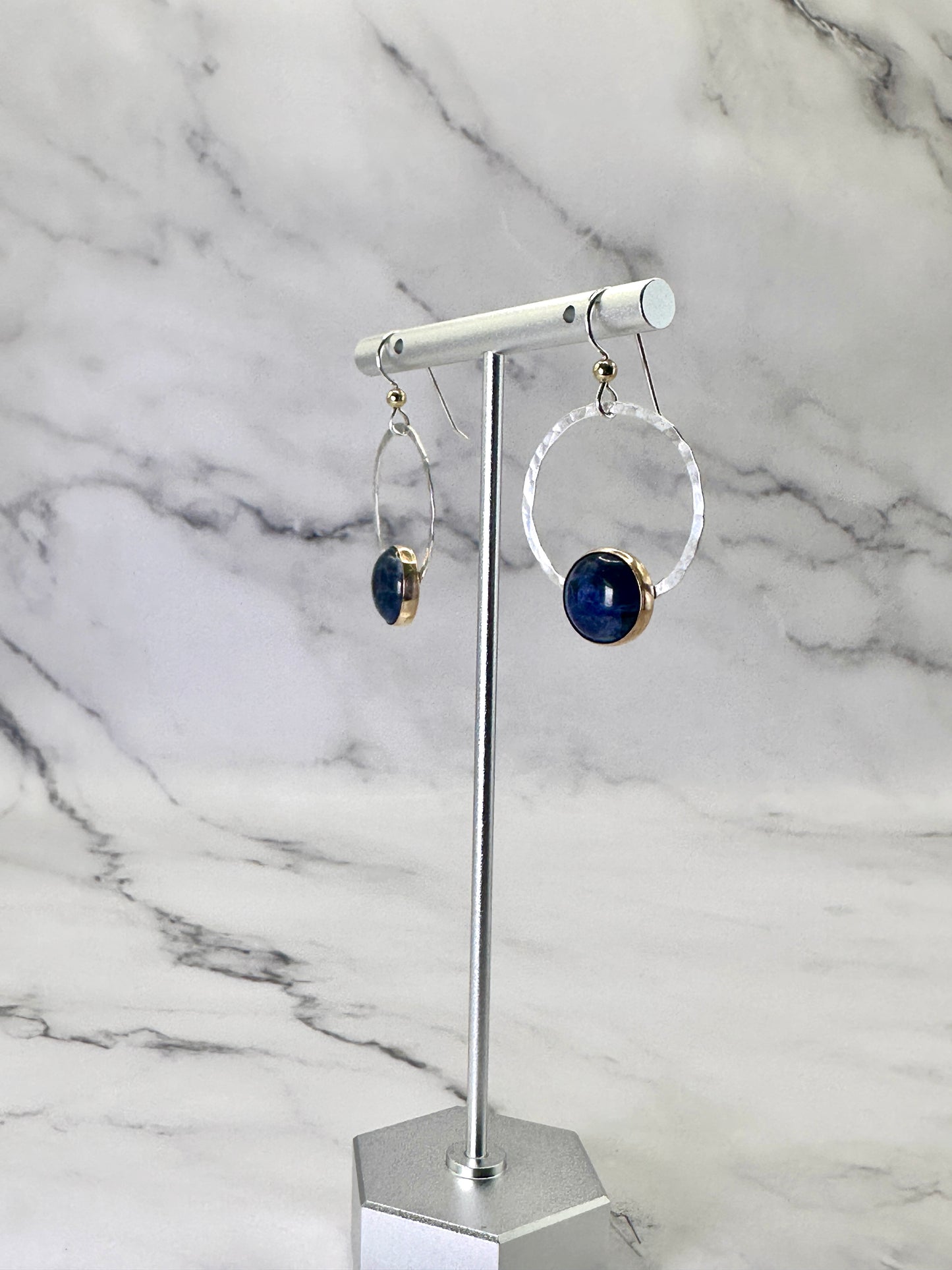 Silver Hoop Earrings with Gemstones