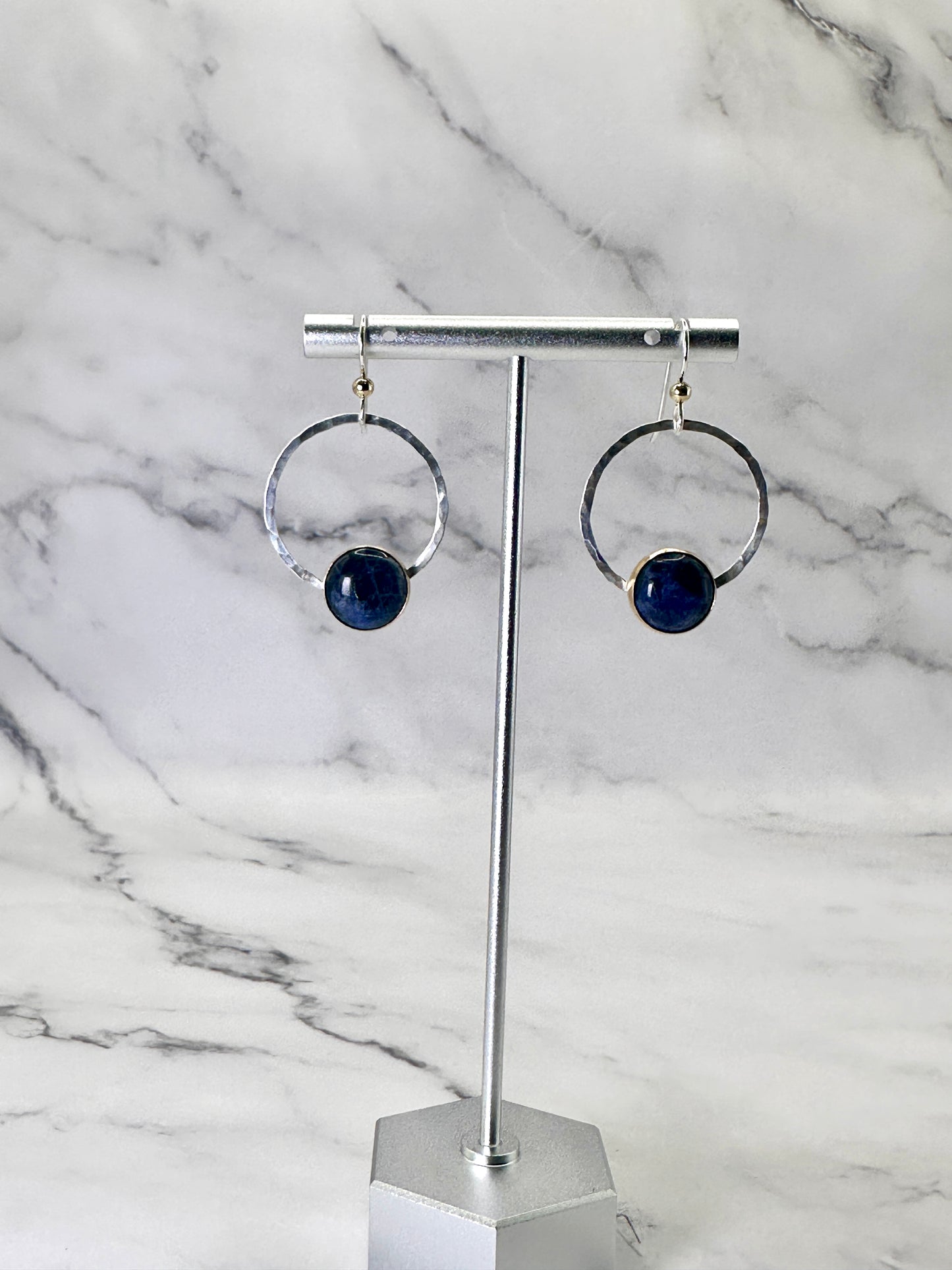 Silver Hoop Earrings with Gemstones
