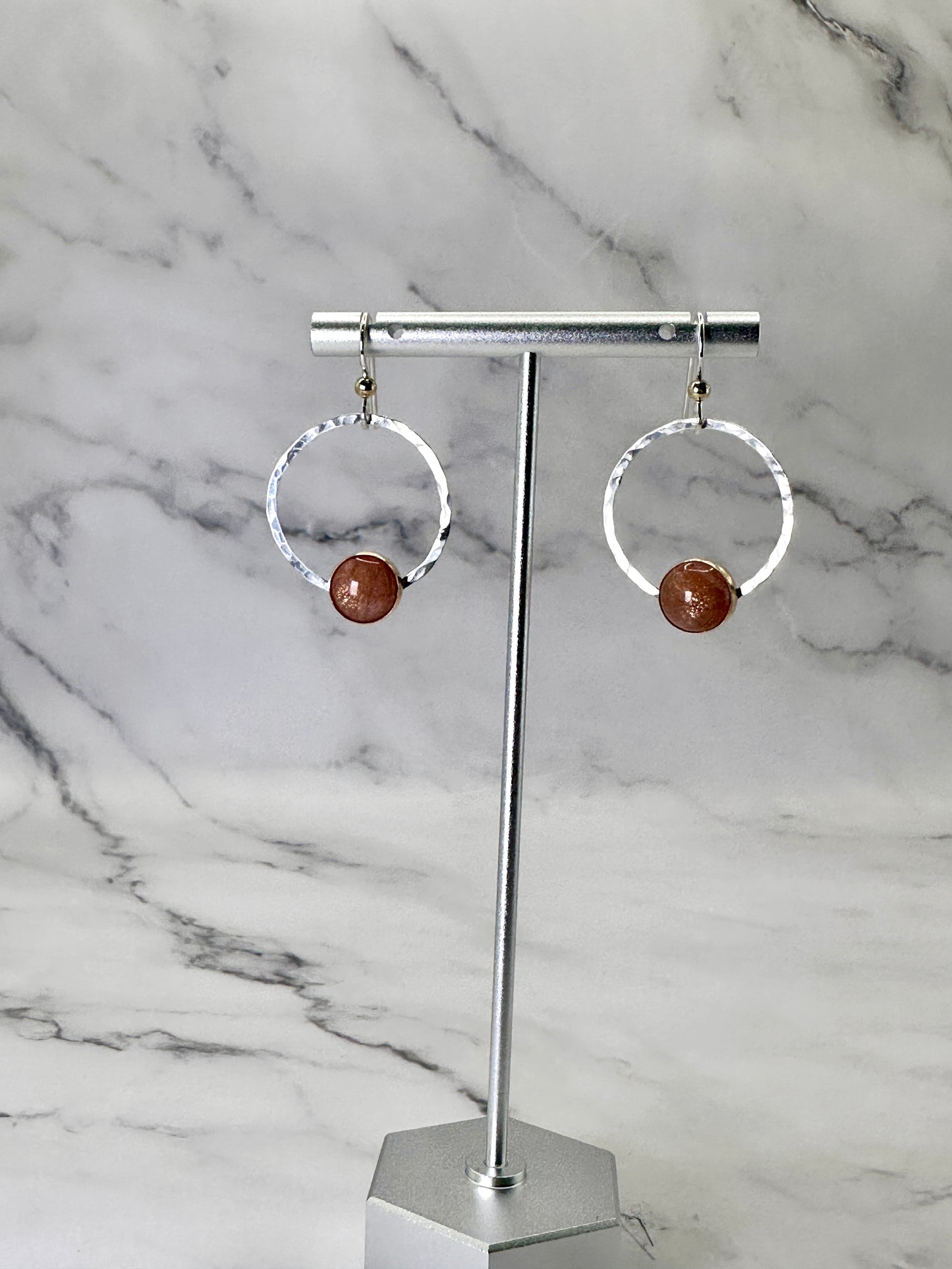 Silver Hoop Earrings with Gemstones