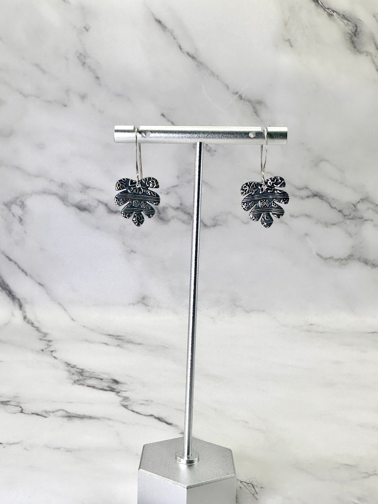 Silver Embossed Hoop Earrings