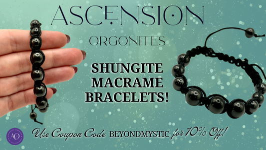 SHUNGITE MACRAME BRACELETS! - EMF Protection - Hand Cut Genuine Natural Shungite Bracelet High Quality Black Lustrous Gemstone from Russia