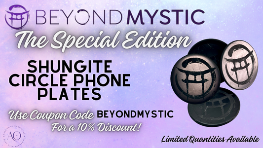 BEYOND MYSTIC SPECIAL EDITION SHUNGITE ROUND PHONE PLATES! - EMF Protection - Hand Cut Genuine Natural Shungite Phone Plate High Quality Black Lustrous Gemstone from Russia