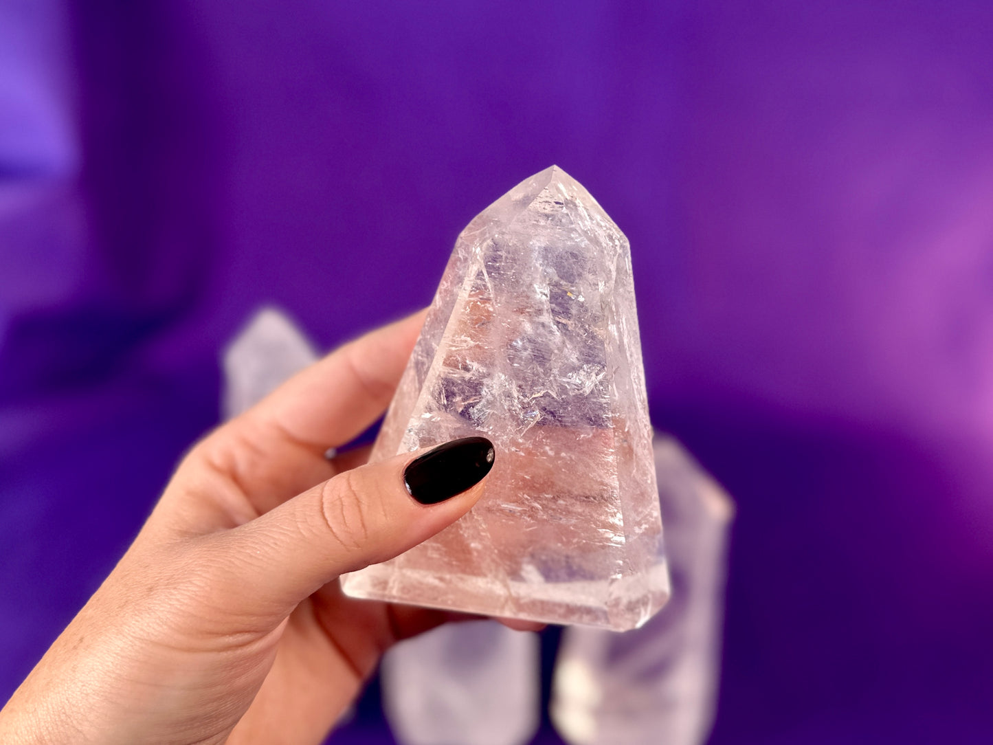 Premium Clear Quartz Obelisk, Standing Polished Clear Quartz Point