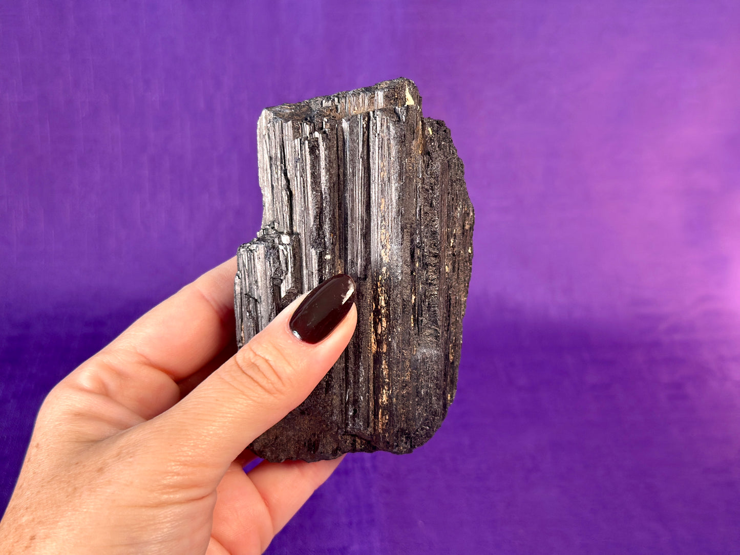 Black Tourmaline Log, Grade A++ Natural Black Tourmaline Rod - Shiny Black Tourmaline