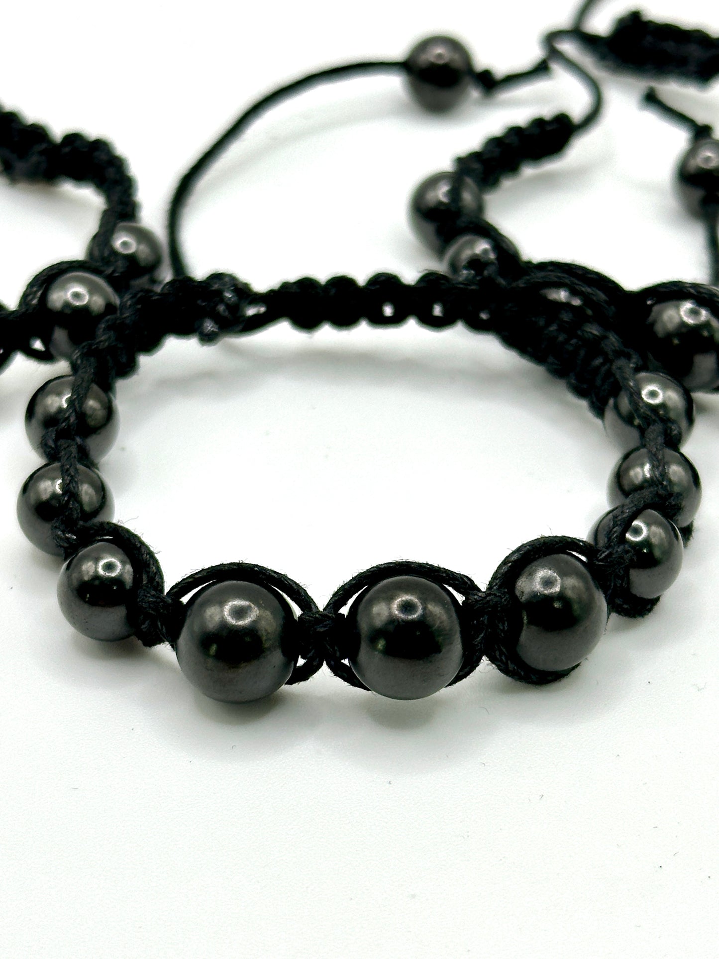 SHUNGITE MACRAME BRACELETS! - EMF Protection - Hand Cut Genuine Natural Shungite Bracelet High Quality Black Lustrous Gemstone from Russia