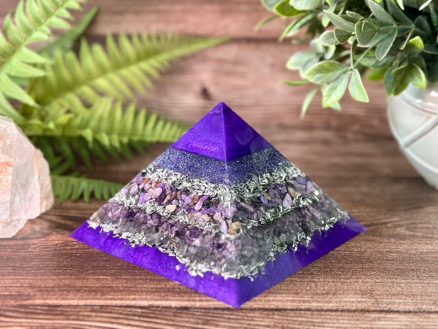 JANET - Purple Flame Golden Ratio Special Edition Pyramid! - EMF Protector - Charoite, Lepidolite and Iolite with Aluminum Metals