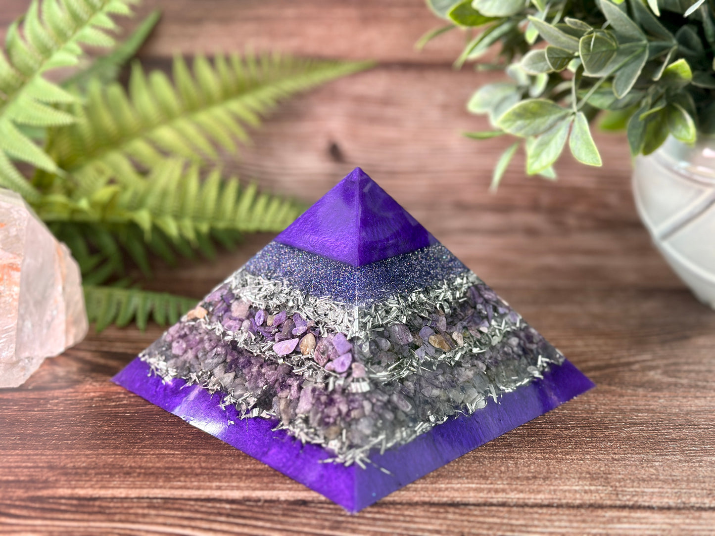 JANET - Purple Flame Golden Ratio Special Edition Pyramid! - EMF Protector - Charoite, Lepidolite and Iolite with Aluminum Metals