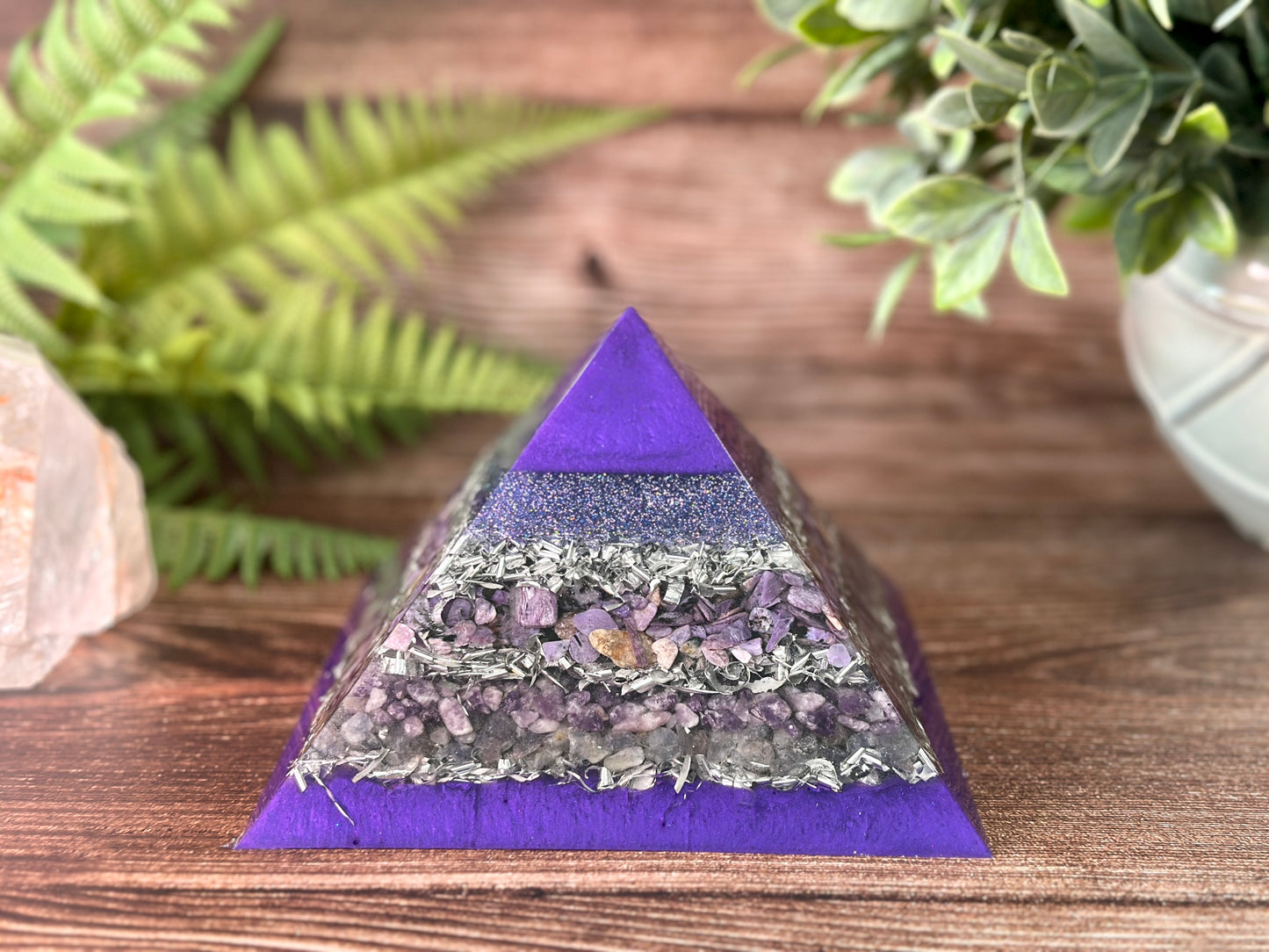 JANET - Purple Flame Golden Ratio Special Edition Pyramid! - EMF Protector - Charoite, Lepidolite and Iolite with Aluminum Metals