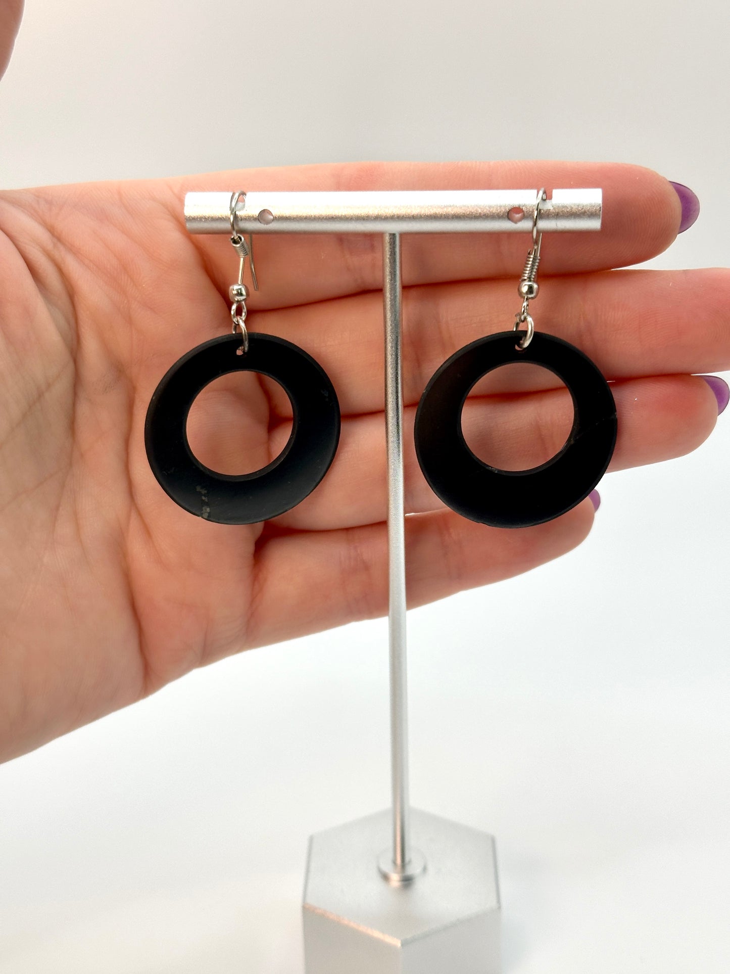 SHUNGITE EARRINGS! - EMF Protection - Hand Cut Genuine Natural Shungite Earring High Quality Black Lustrous Gemstone from Russia