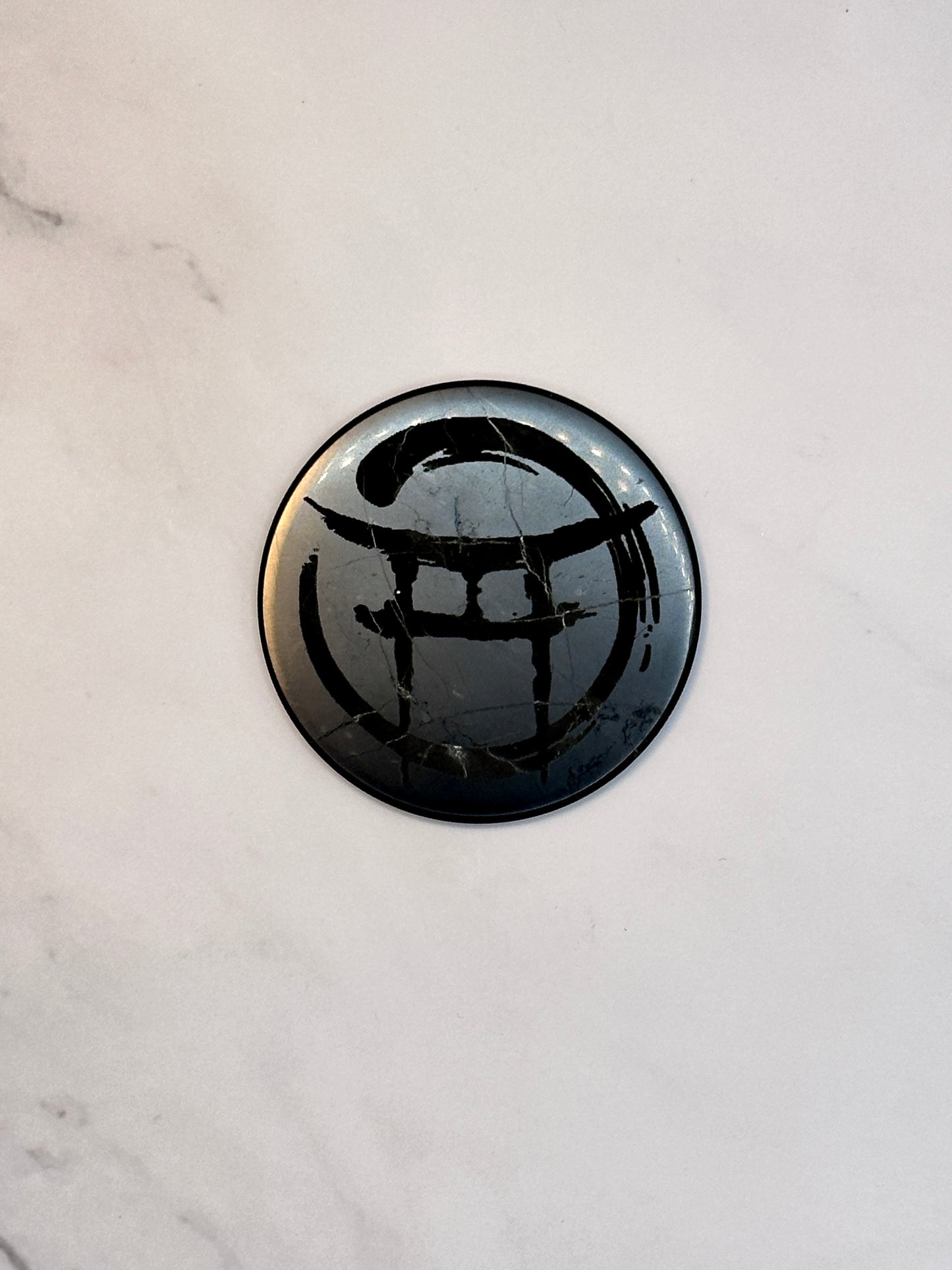 BEYOND MYSTIC SPECIAL EDITION SHUNGITE ROUND PHONE PLATES! - EMF Protection - Hand Cut Genuine Natural Shungite Phone Plate High Quality Black Lustrous Gemstone from Russia