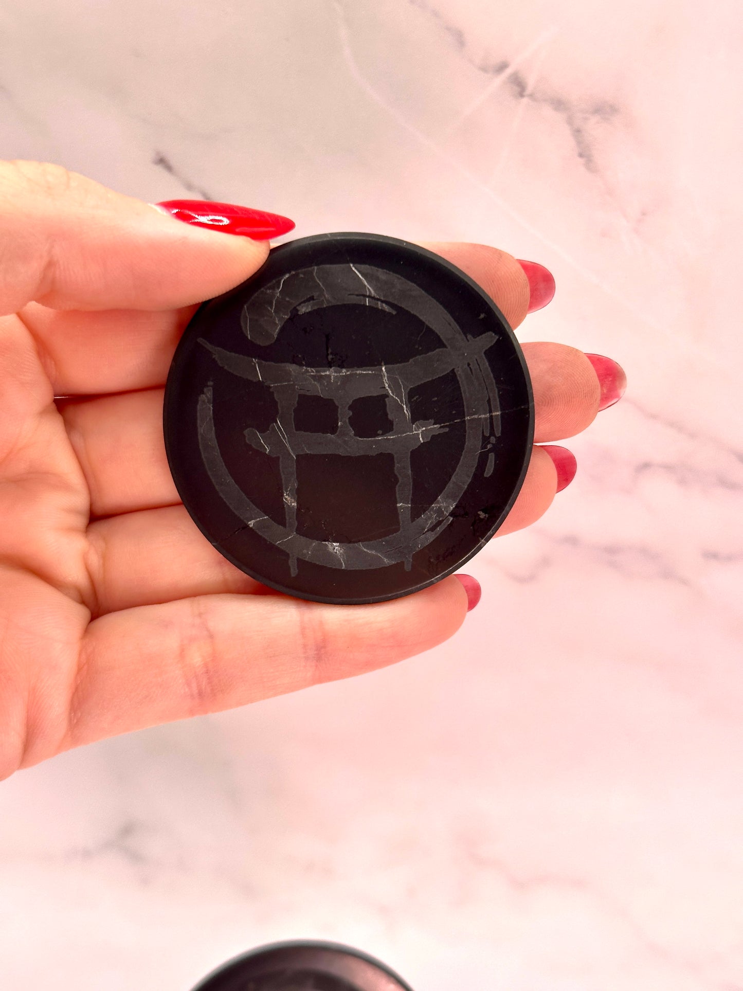 BEYOND MYSTIC SPECIAL EDITION SHUNGITE ROUND PHONE PLATES! - EMF Protection - Hand Cut Genuine Natural Shungite Phone Plate High Quality Black Lustrous Gemstone from Russia