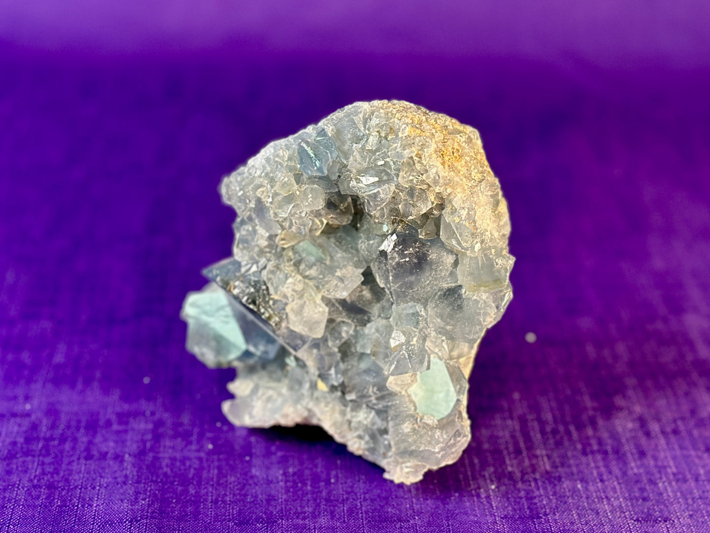 Celestite Polished Cluster, Celestite Geode Free Shape w. Druse, Standing Celestite Healing Crystal