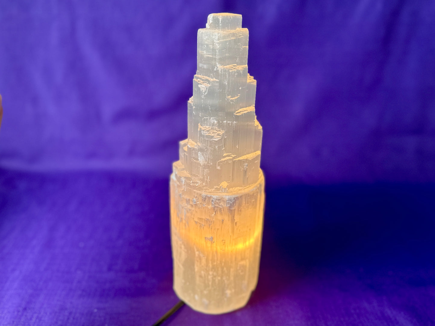 Selenite Skyscraper Lamp, 12" & 6" Tall Selenite Crystal Tower Lamps