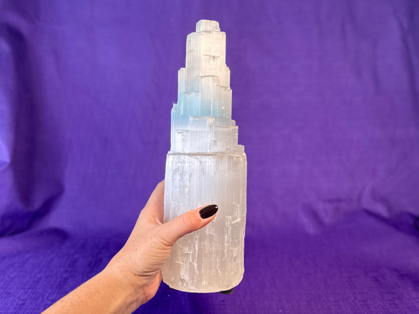Selenite Skyscraper Lamp, 12" & 6" Tall Selenite Crystal Tower Lamps