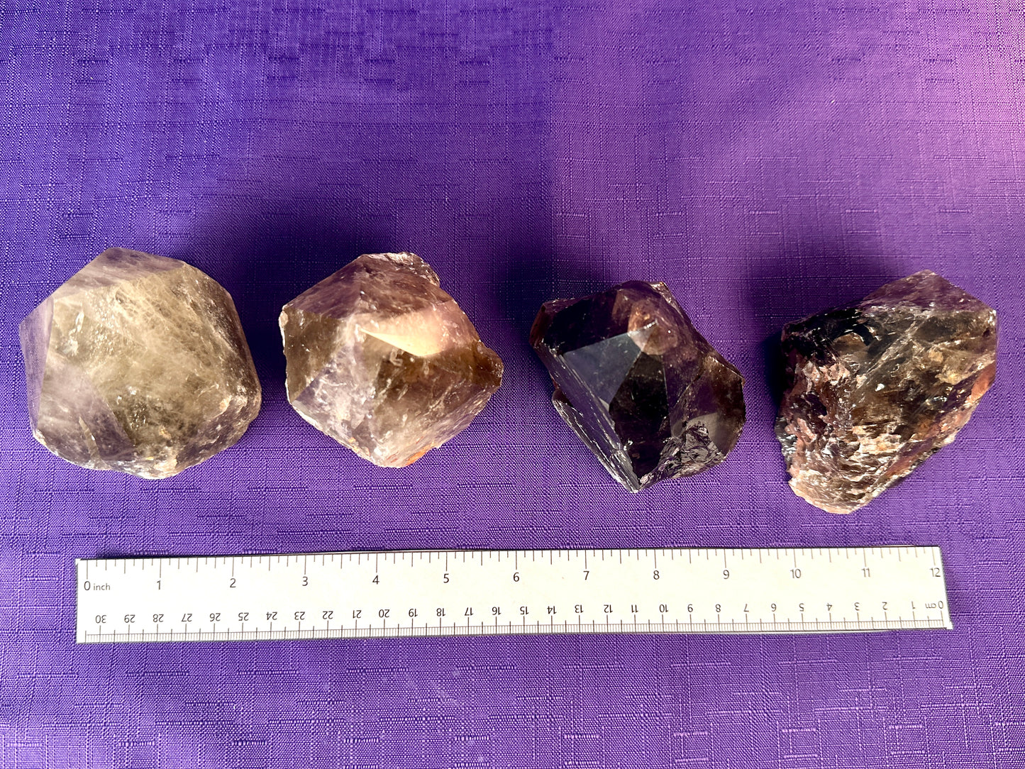 Smoky Quartz Top Polished Rough Point — Standing Smoky Quartz Crystal with Cut Base