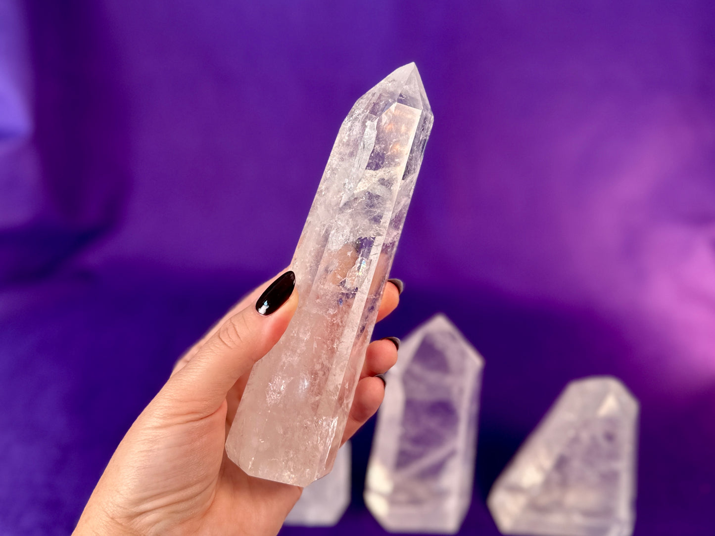 Premium Clear Quartz Obelisk, Standing Polished Clear Quartz Point