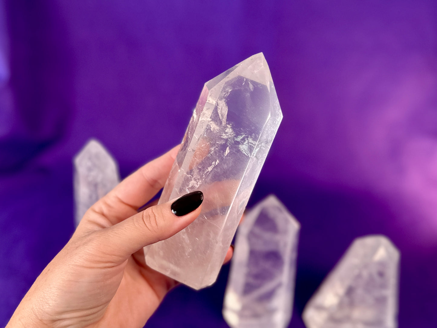 Premium Clear Quartz Obelisk, Standing Polished Clear Quartz Point
