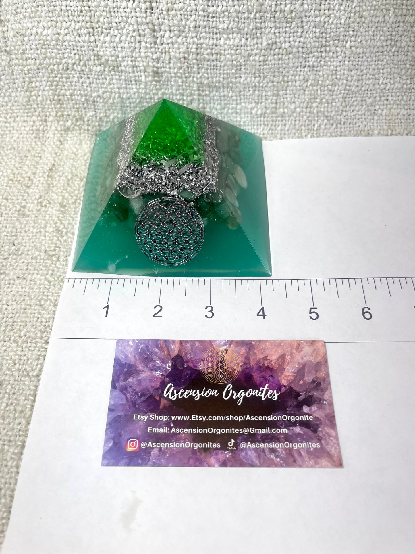 ELLEN - Orgonite Pyramid - EMF Protector - Aventurine Crystal and Aluminum Metal