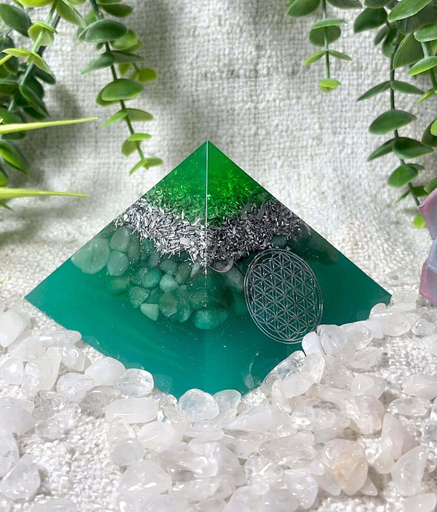 ELLEN - Orgonite Pyramid - EMF Protector - Aventurine Crystal and Aluminum Metal