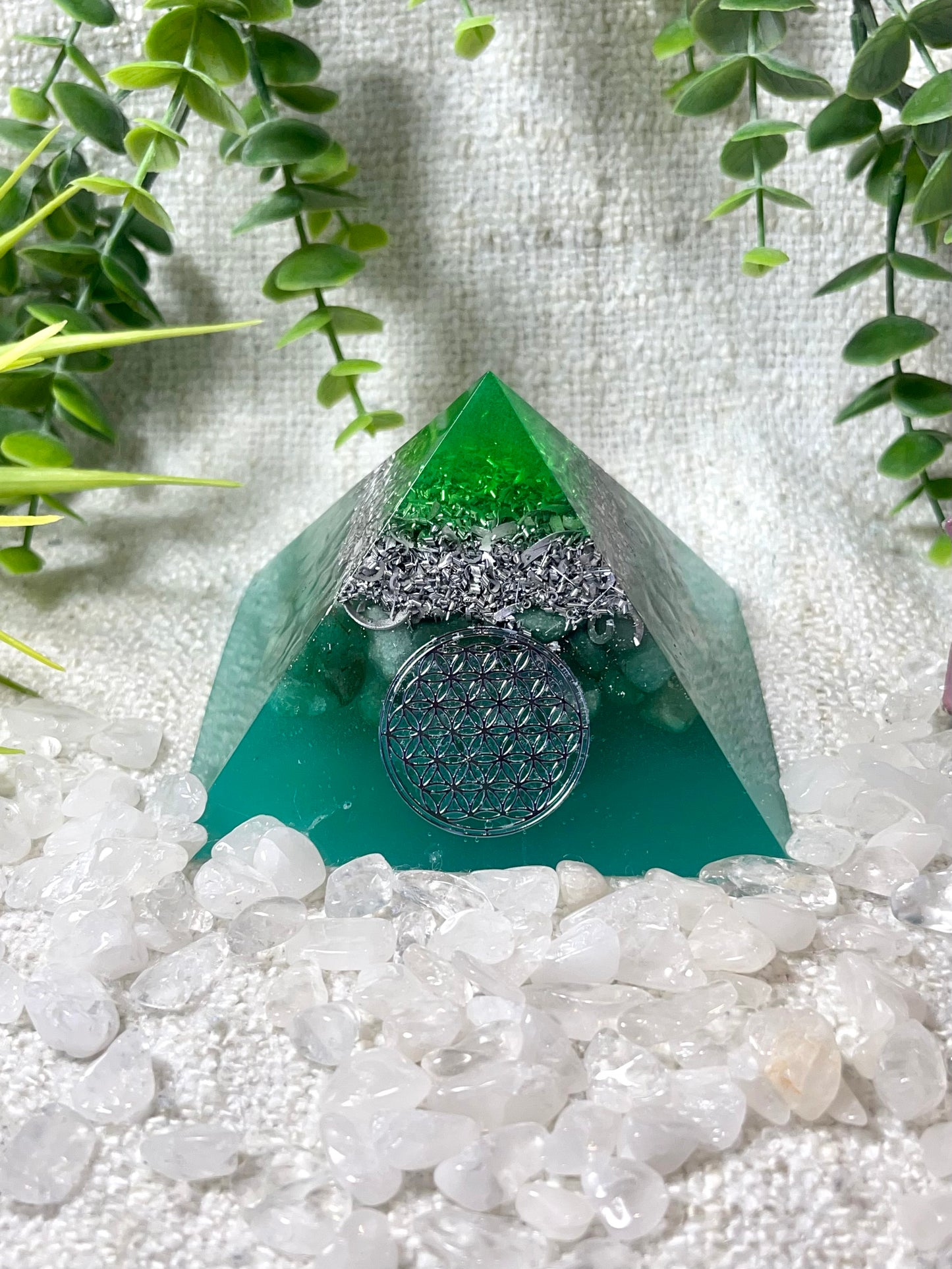ELLEN - Orgonite Pyramid - EMF Protector - Aventurine Crystal and Aluminum Metal