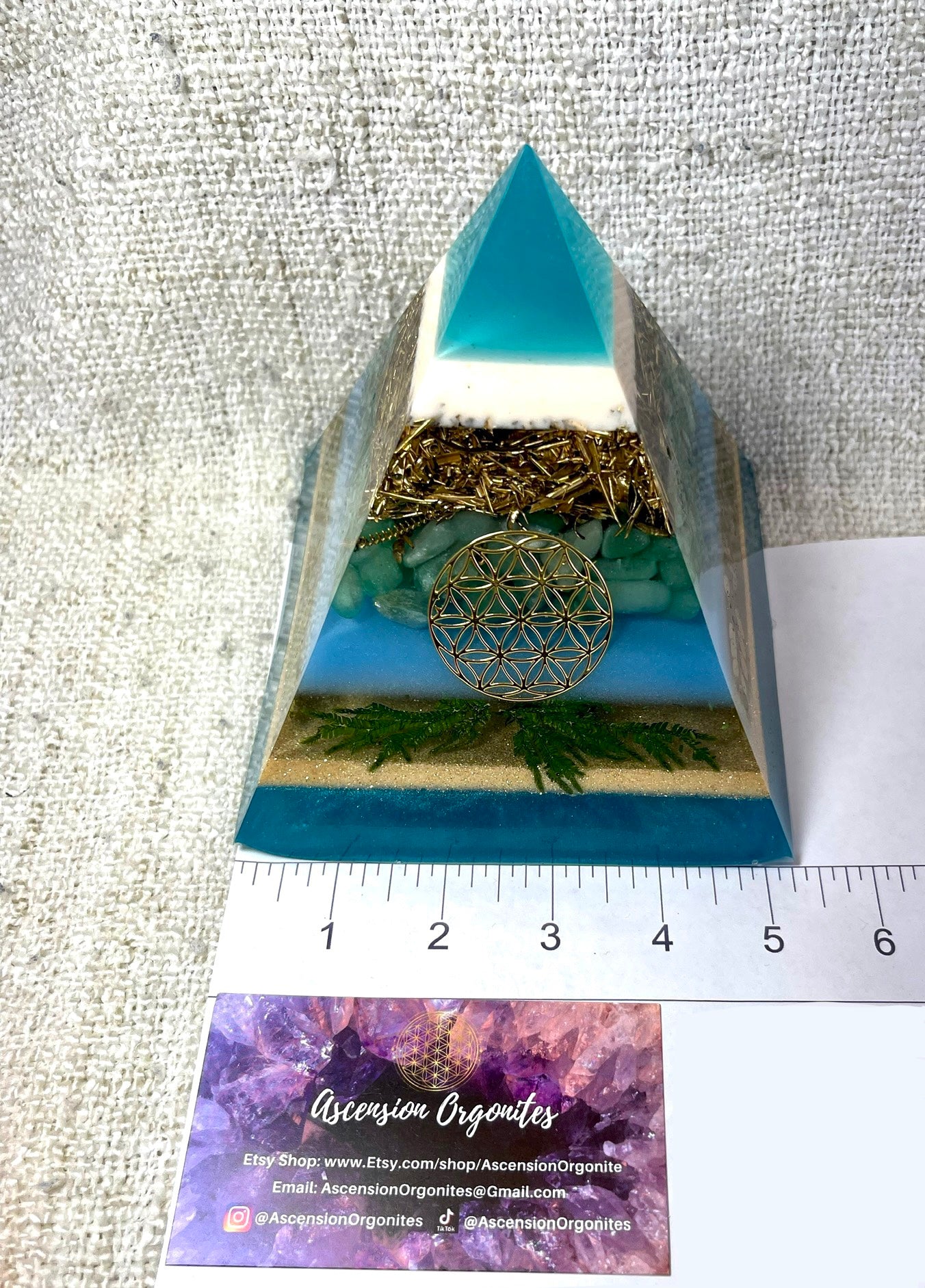 GAIA - Orgonite Pyramid - EMF Protector - Aventurine Crystal and Brass Metal