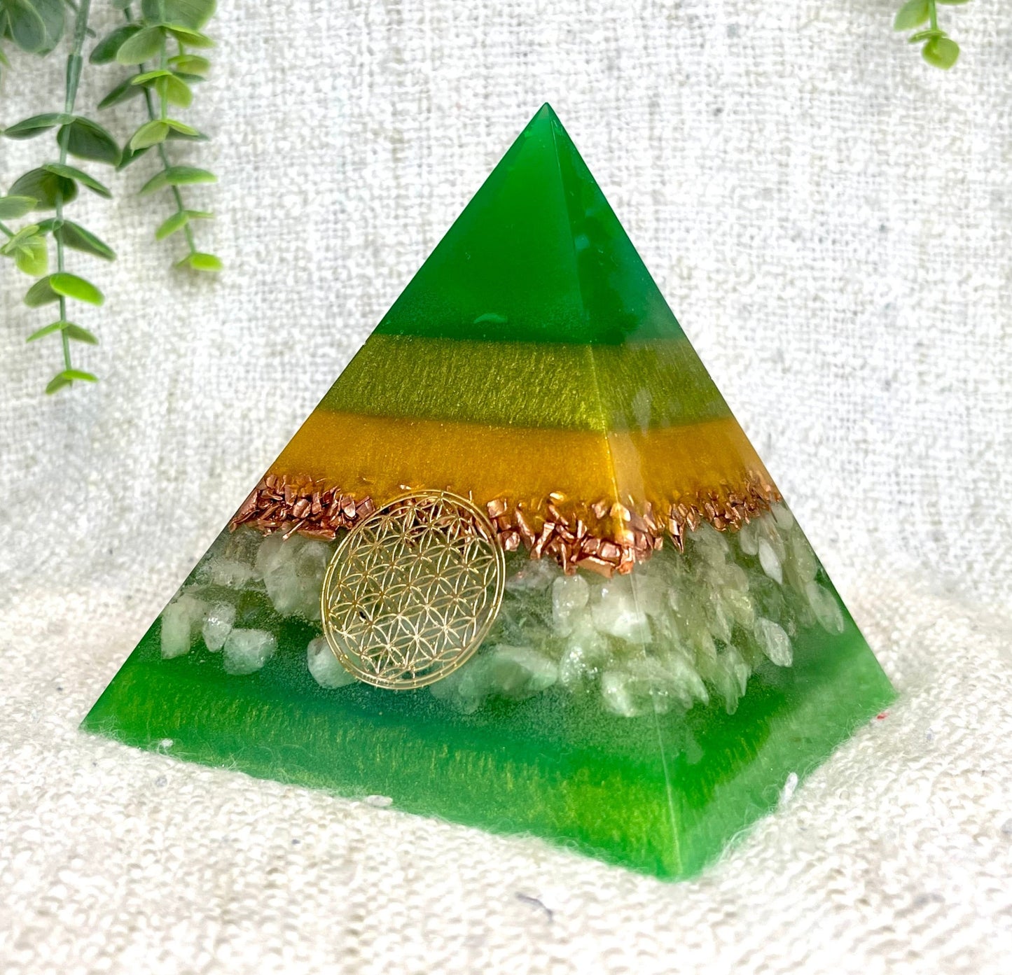 CHLOE - Orgonite Pyramid - EMF Protector - Citrine Crystal and Copper Metals