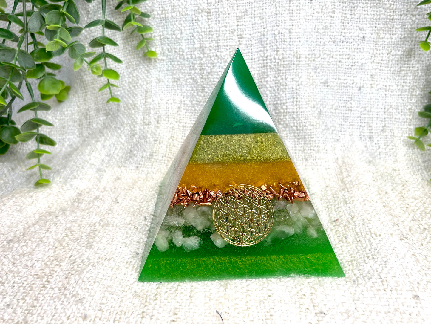 CHLOE - Orgonite Pyramid - EMF Protector - Citrine Crystal and Copper Metals