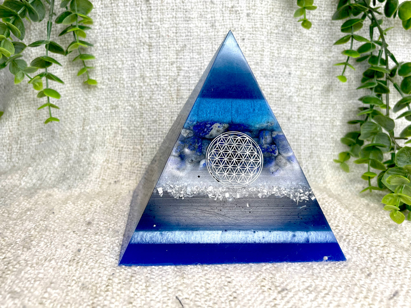 ELENA - Orgonite Pyramid - EMF Protector - Lapis Lazuli and Aluminum Metal