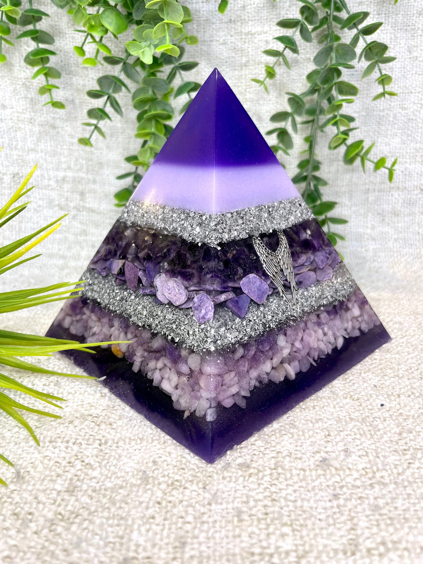 MICHAEL - Orgonite Pyramid - EMF Protector - Amethyst, Charoite, Ametrine, Kunzite and Aluminum Metal