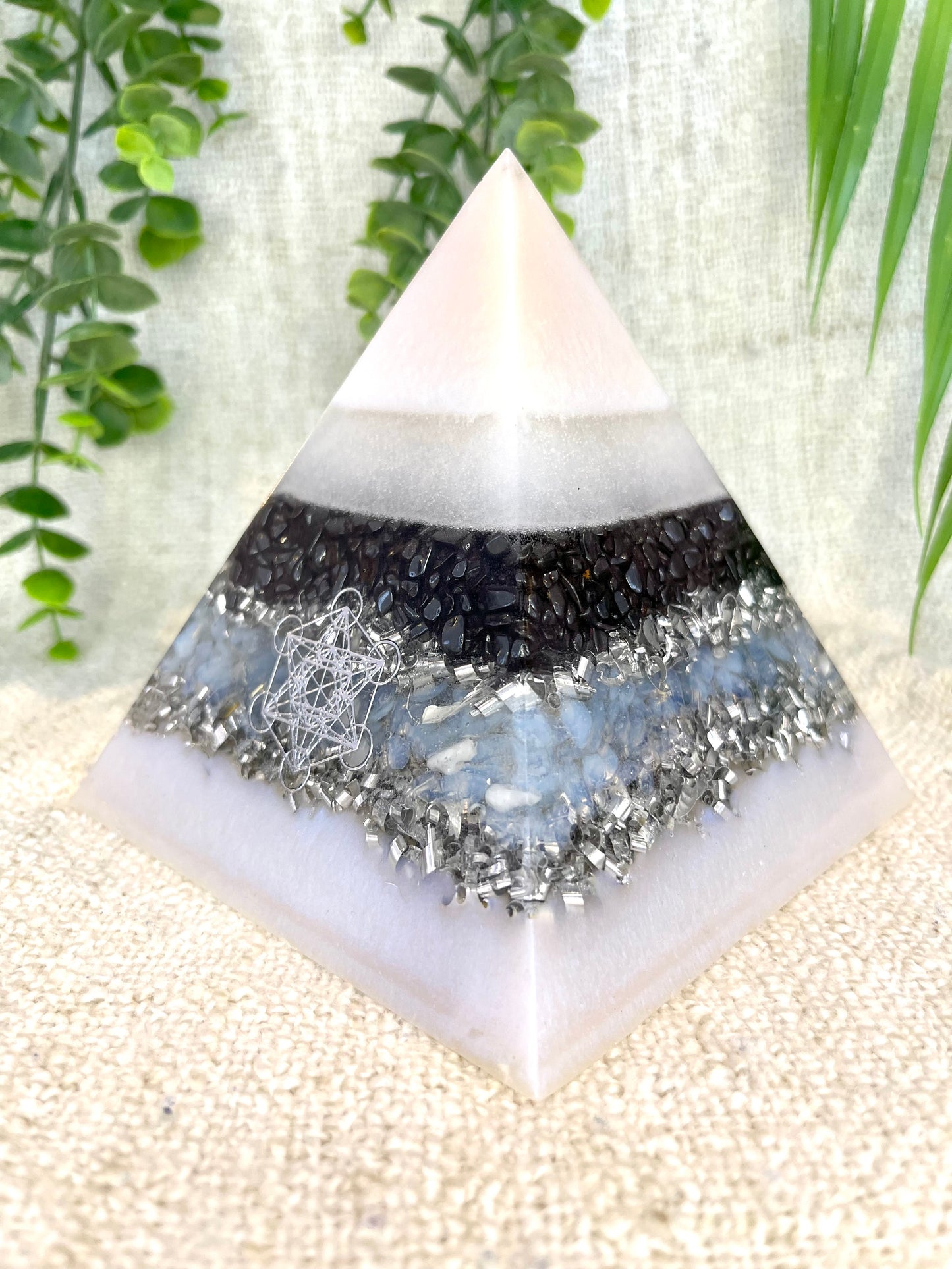 LIAM - Orgonite Pyramid - EMF Protector - Hematite, Opalite and Aluminum Metals