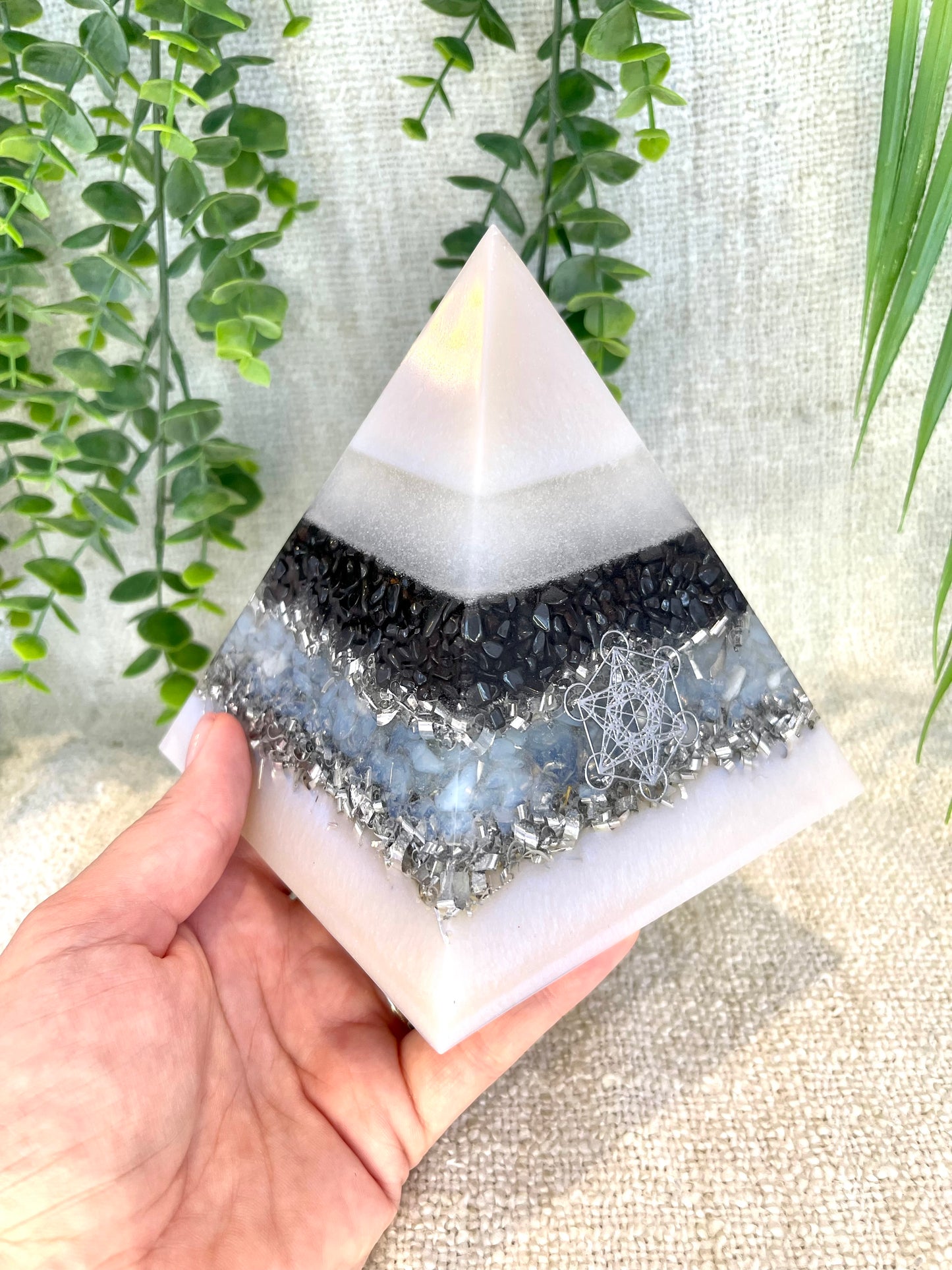 LIAM - Orgonite Pyramid - EMF Protector - Hematite, Opalite and Aluminum Metals