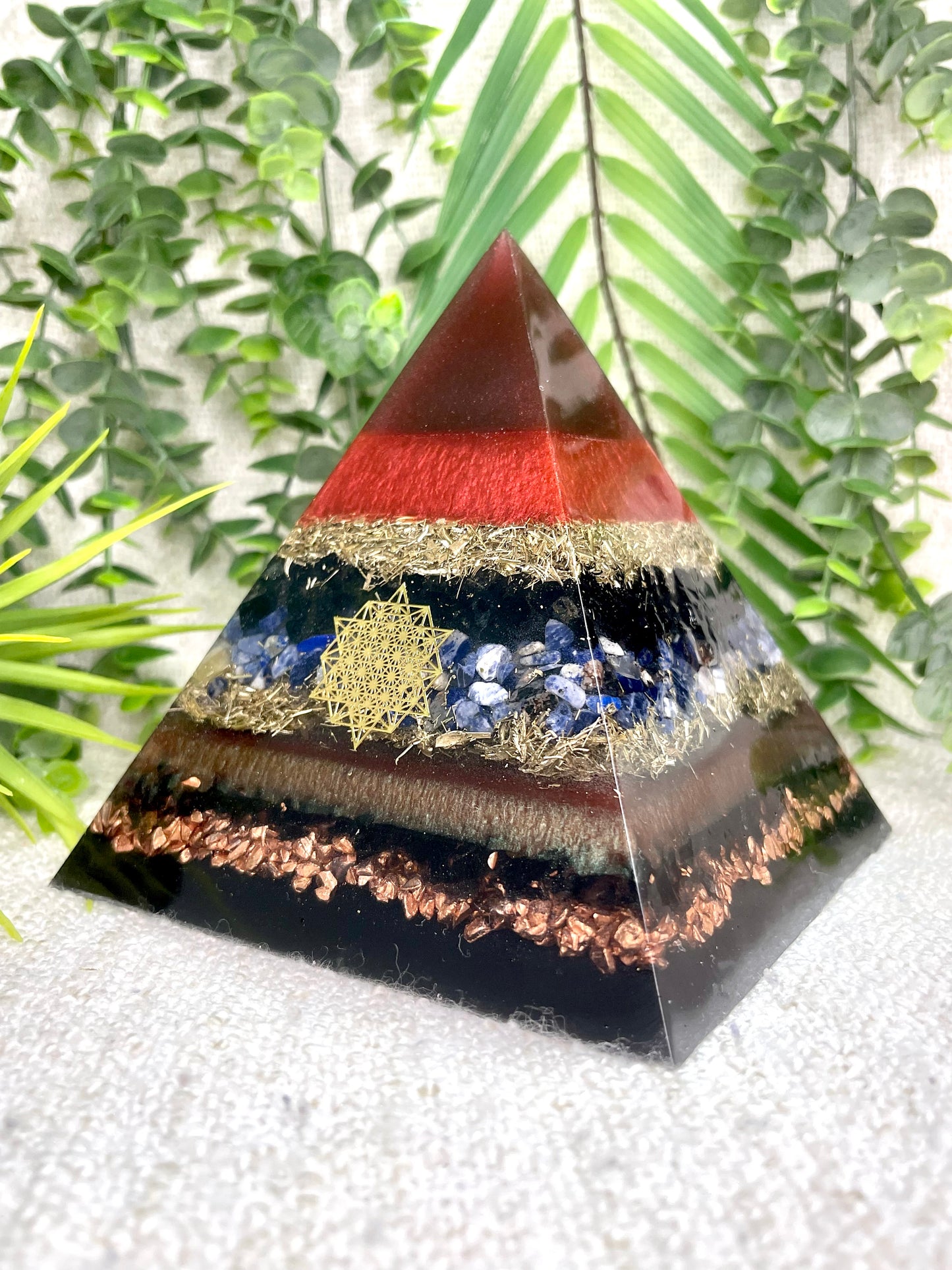 SCORPIO - Astrology Edition - Orgonite Pyramid - EMF Protector - Black Tourmaline, Sodalite, Smoky Quartz and Brass Metals