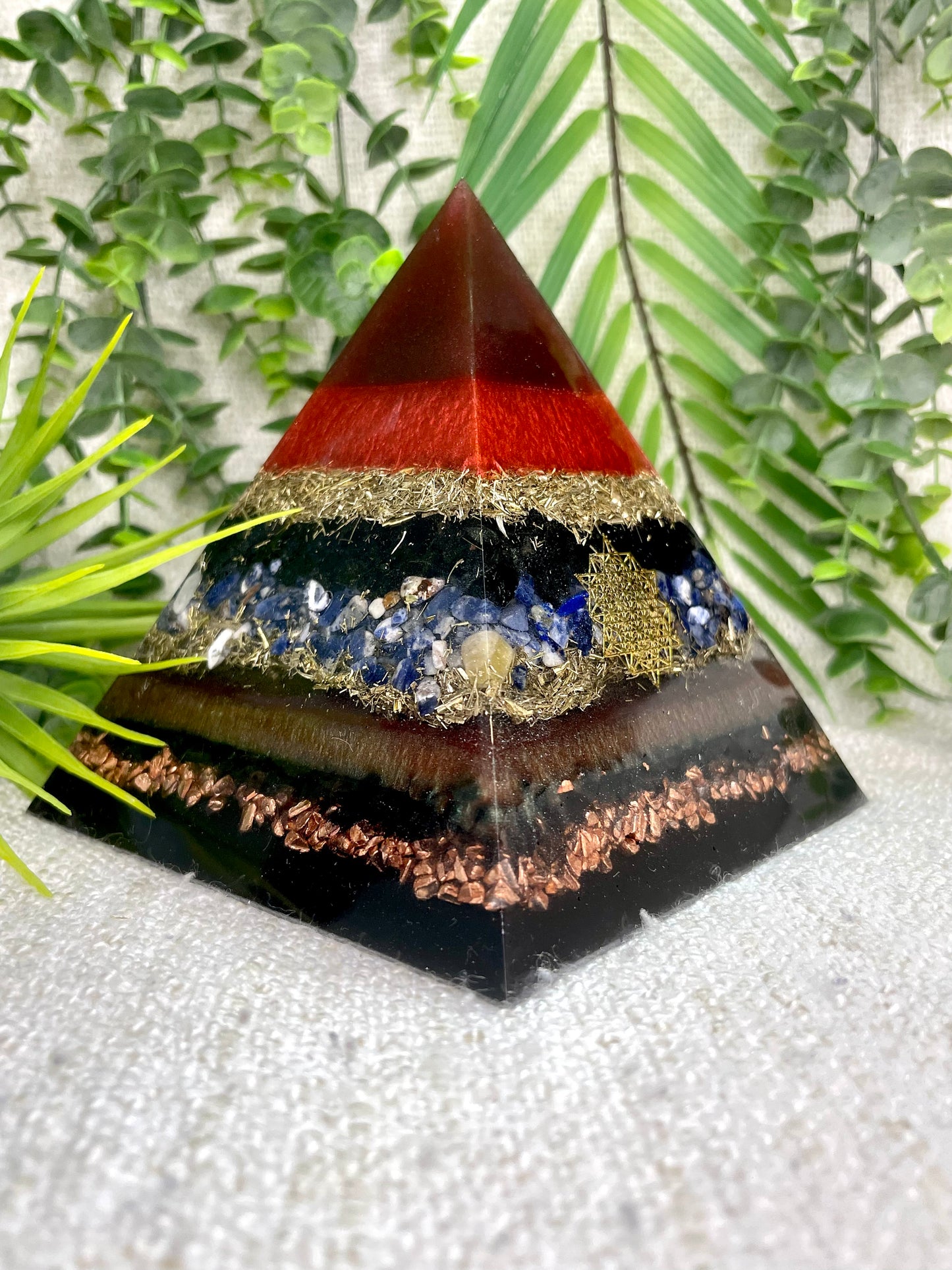 SCORPIO - Astrology Edition - Orgonite Pyramid - EMF Protector - Black Tourmaline, Sodalite, Smoky Quartz and Brass Metals