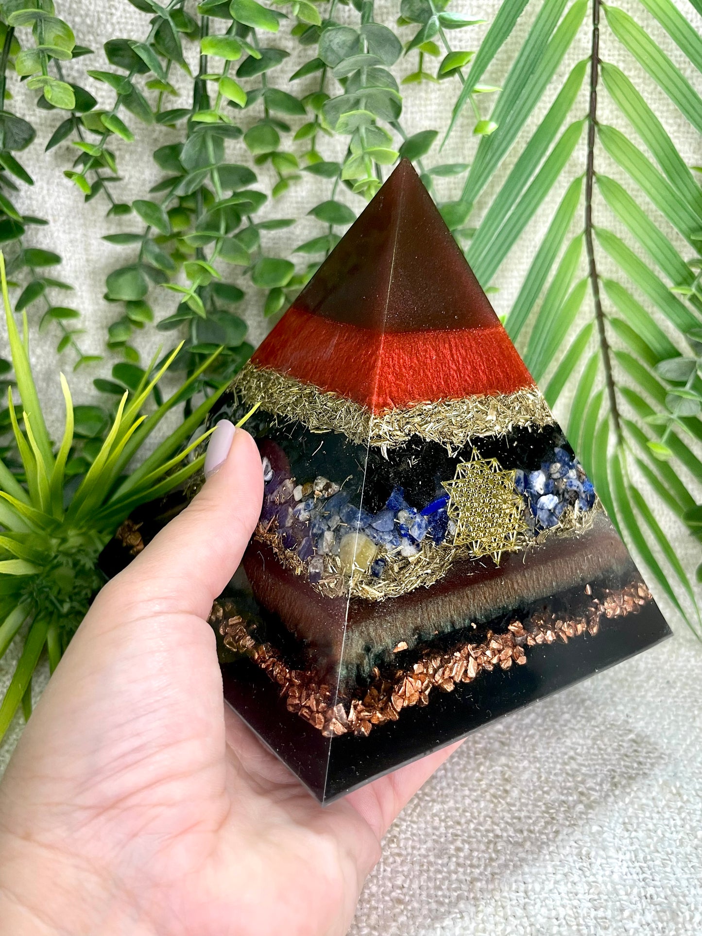 SCORPIO - Astrology Edition - Orgonite Pyramid - EMF Protector - Black Tourmaline, Sodalite, Smoky Quartz and Brass Metals