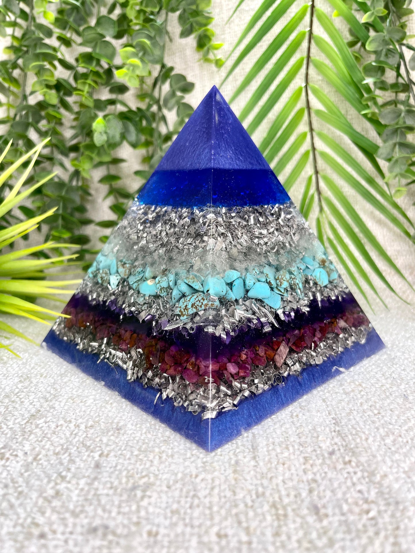 SAGITTARIUS - Astrology Edition - Orgonite Pyramid - EMF Protector - Clear Quartz, Turquoise, Ruby with Aluminum Metal