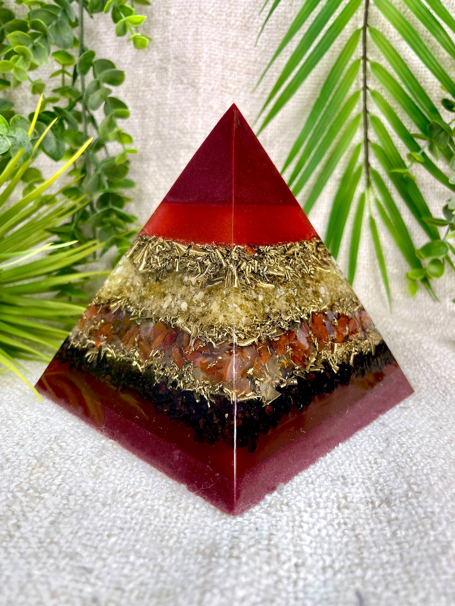 ARIES - Astrology Edition - Orgonite Pyramid - EMF Protector - Citrine, Carnelian, Garnet and Brass Metals