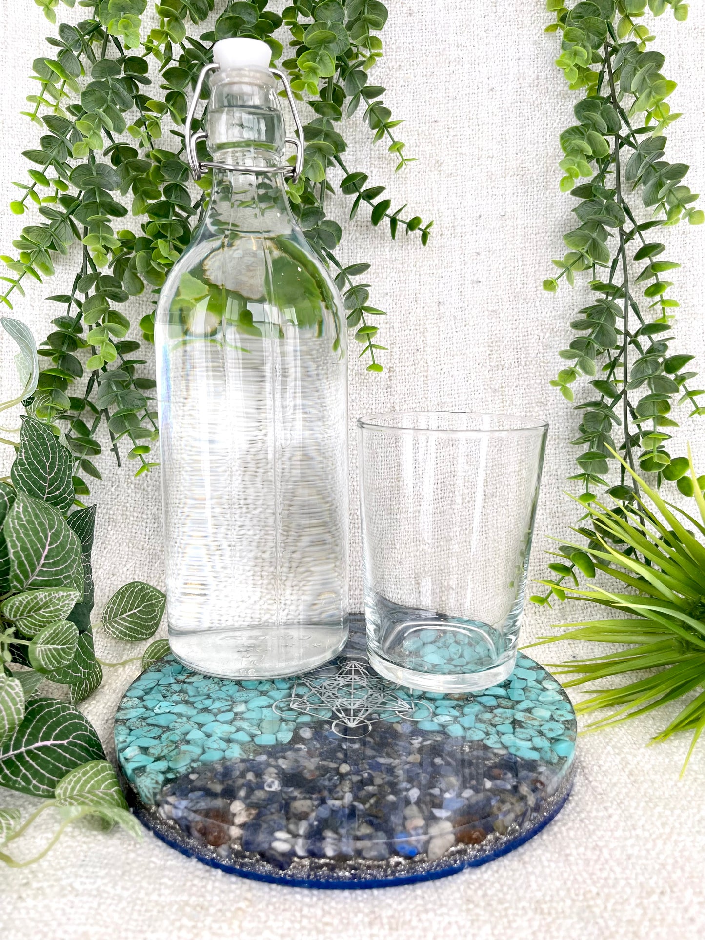 Peace and Calm Orgonite Charging Plate - EMF Protector - Turquoise, Sodalite, Blue Kyanite Aluminum Metals