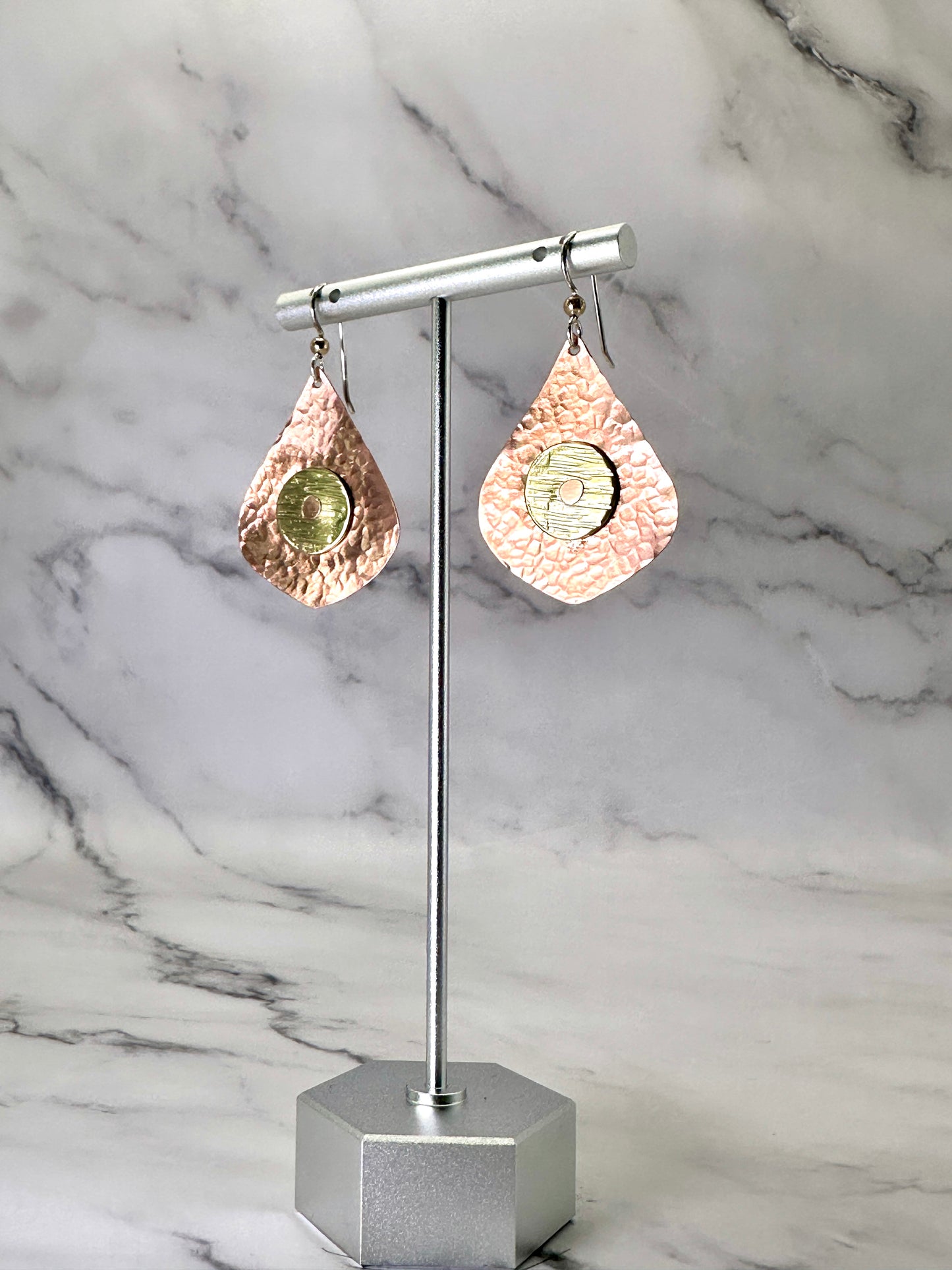 Silver, Copper & Brass Hanging Earrings with Embossings
