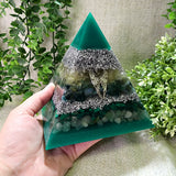 RAPHAEL - Orgonite Pyramid - EMF Protector - Citrine, Moss Agate, Malachite, Green Aventurine and Aluminum Metal