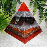 URIEL- Orgonite Pyramid - EMF Protector - Hematite, Red Tiger's Eye, Red Jasper, Rutilated Quartz and Aluminum Metals