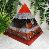 URIEL- Orgonite Pyramid - EMF Protector - Hematite, Red Tiger's Eye, Red Jasper, Rutilated Quartz and Aluminum Metals