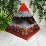 URIEL- Orgonite Pyramid - EMF Protector - Hematite, Red Tiger's Eye, Red Jasper, Rutilated Quartz and Aluminum Metals