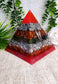 ARCHANGEL CHAMUEL- Orgonite Pyramid - EMF Protector - Carnelian, Bloodstone, Pink Tourmaline, Red Jasper and Aluminum Metals