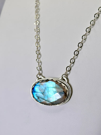 Silver Pendant Necklaces with Large Gemstones