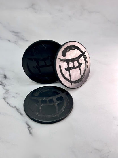 BEYOND MYSTIC SPECIAL EDITION SHUNGITE ROUND PHONE PLATES! - EMF Protection - Hand Cut Genuine Natural Shungite Phone Plate High Quality Black Lustrous Gemstone from Russia