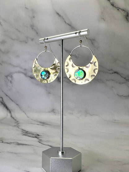 Brass & Copper Hanging Earrings with Gemstones