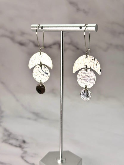 Silver & Copper Hanging Earrings with No Gemstones