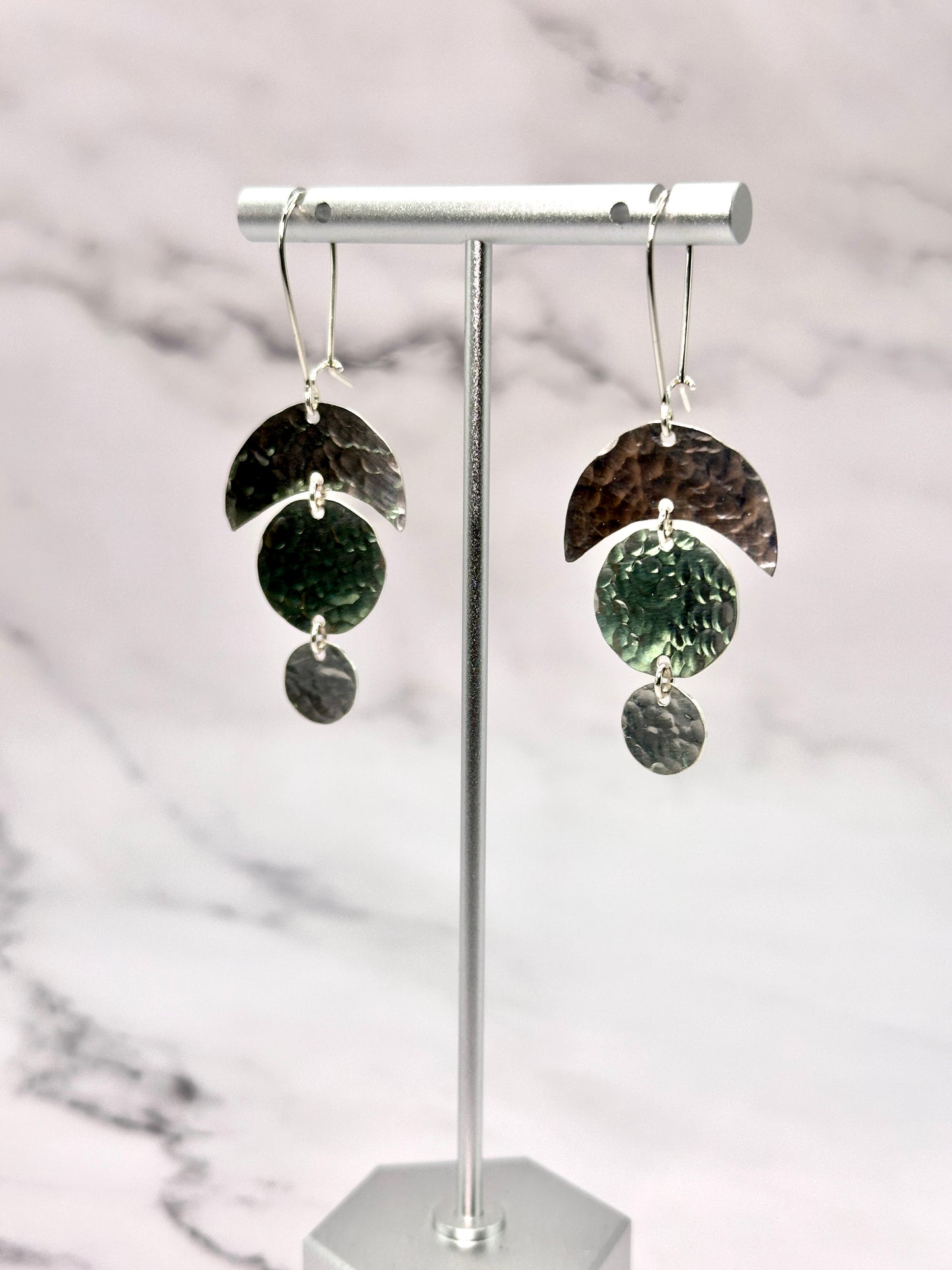 Silver & Copper Hanging Earrings with No Gemstones