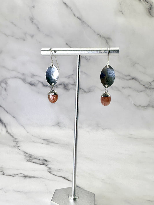 Silver Hanging Earrings with Gemstones