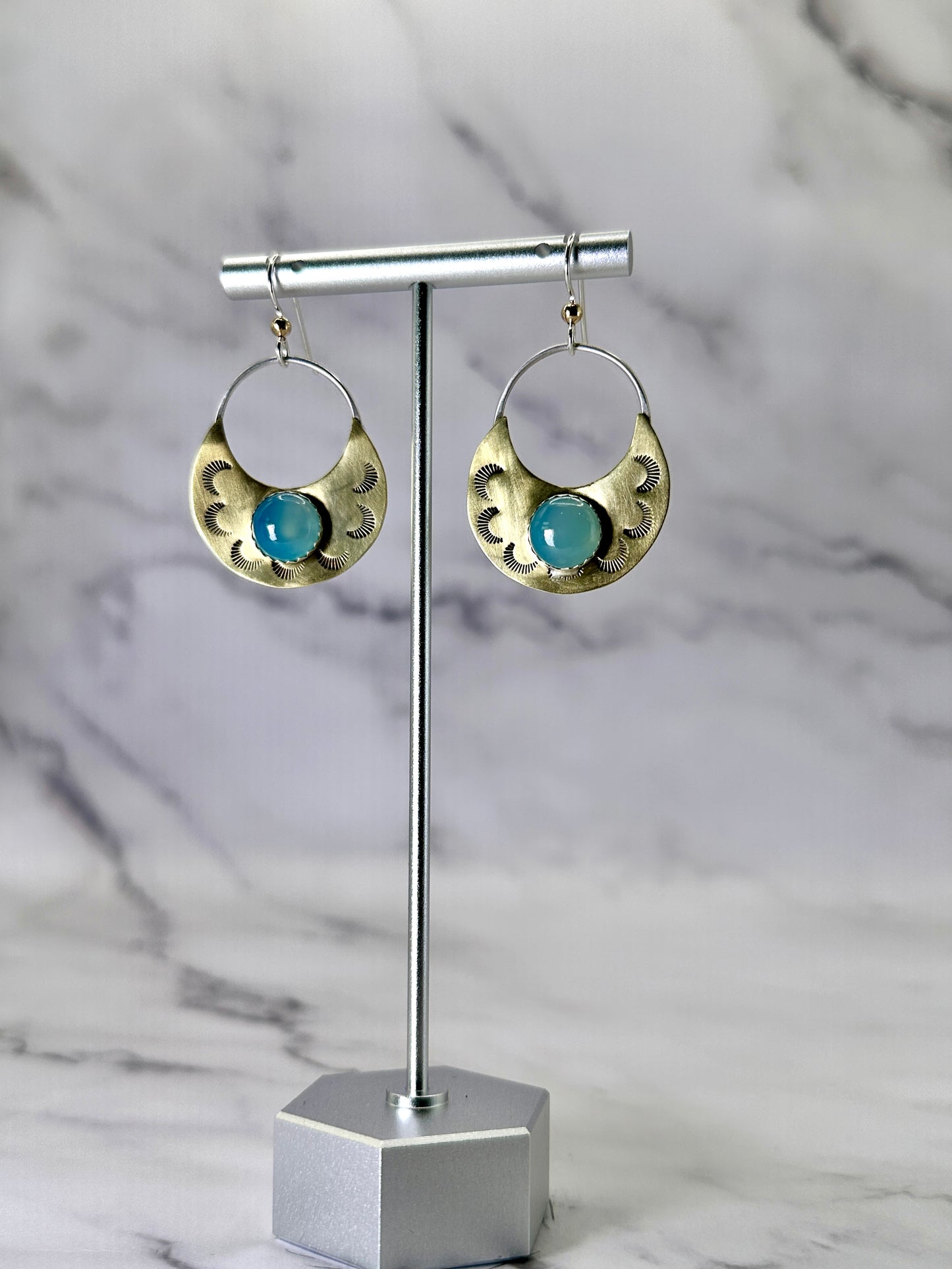 Silver Hoop Earrings with Gemstones